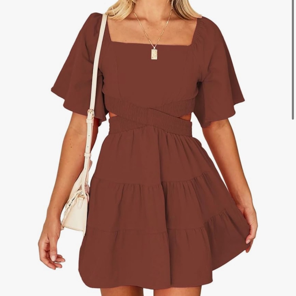 Elegant Brown Tiered Dress